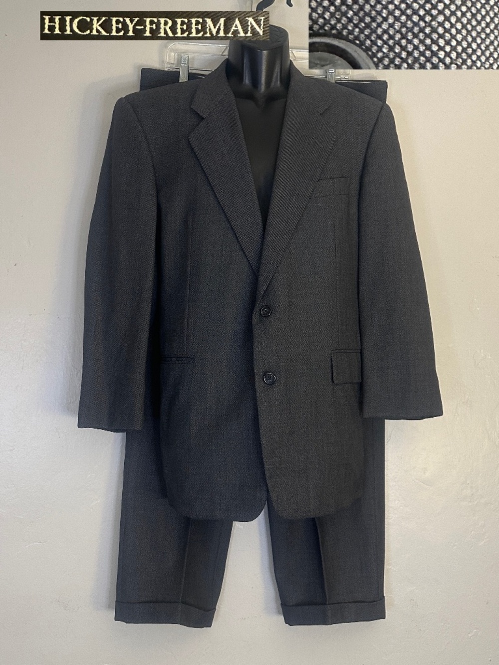 Hickey Freeman Full Suit 42R Pants 36" waist 29" inseam Gently worn 100% wool